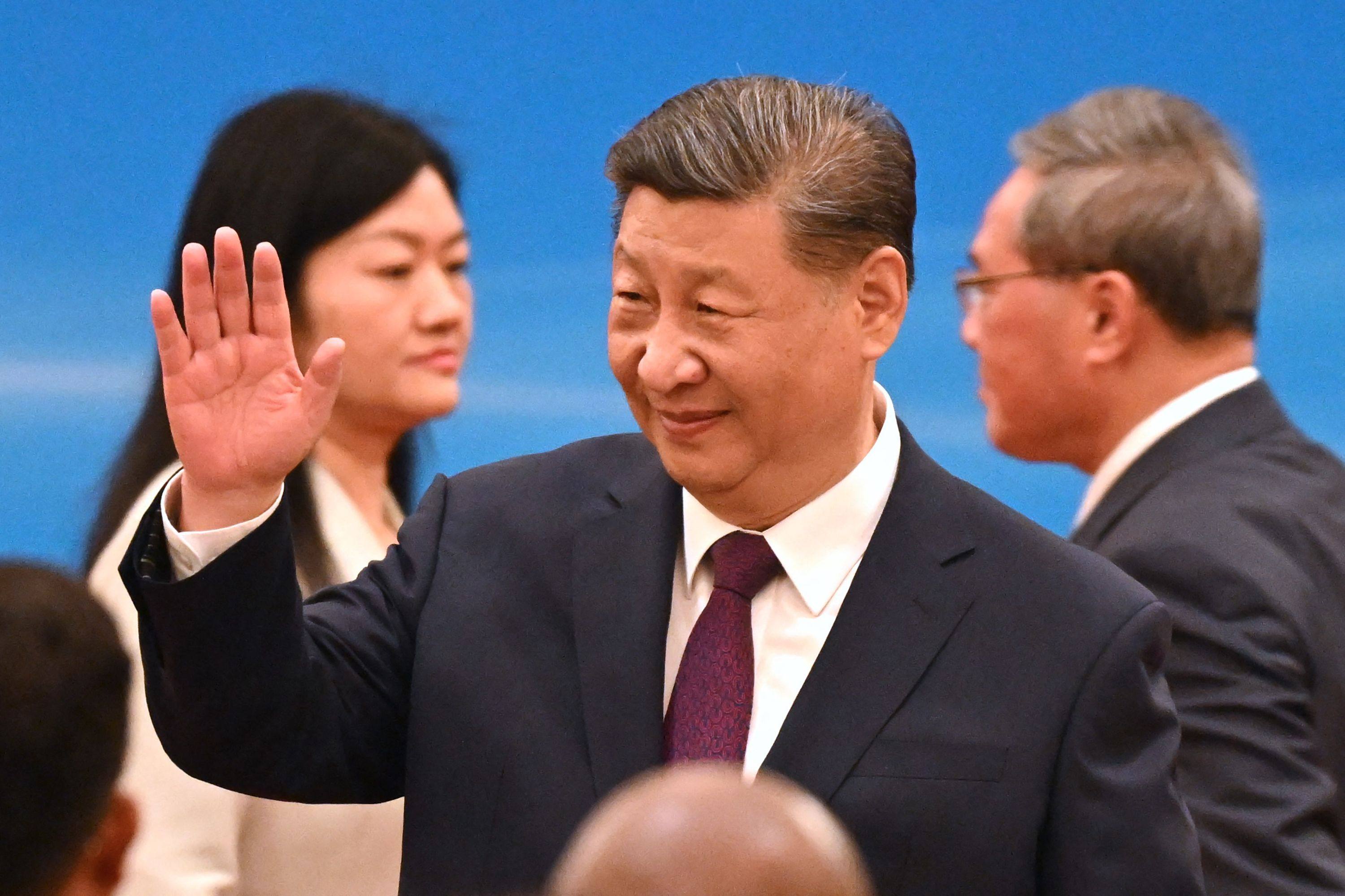 Chinese President Xi Jinping arrives for a ceremony marking 70 years since the ‘Five Principles of Peaceful Coexistence’ were first included in an agreement between China and India, at the Great Hall of the People in Beijing on Friday. Photo: AFP 