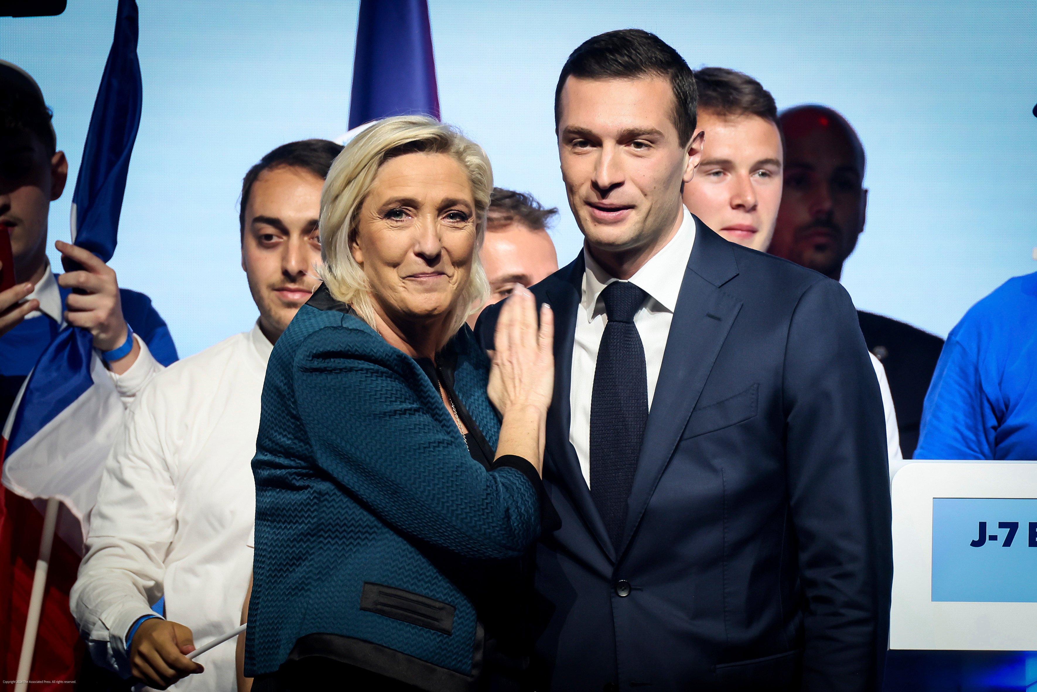 Marine Le Pen and Jordan Bardella of the French far-right party National Rally. Success of far-right politicians in recent European Parliament elections will alter China-EU relations, say analysts. Photo: AP